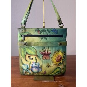 ANUSCHKA 🦋 Top Zip Crossbody Bag Organizer Wallet Butterfly Floral Dreams $228